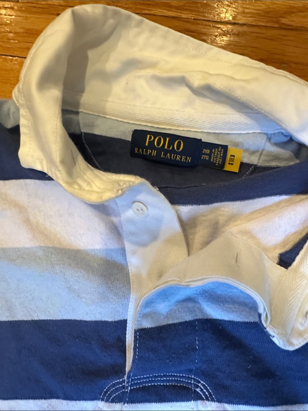 Polo Ralph Lauren Blue & White Striped Rugby Shirt